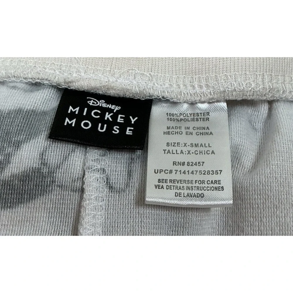 Disney Mickey Mouse Pajama Tie Waist Lounge Pants Cream Velour Size XS